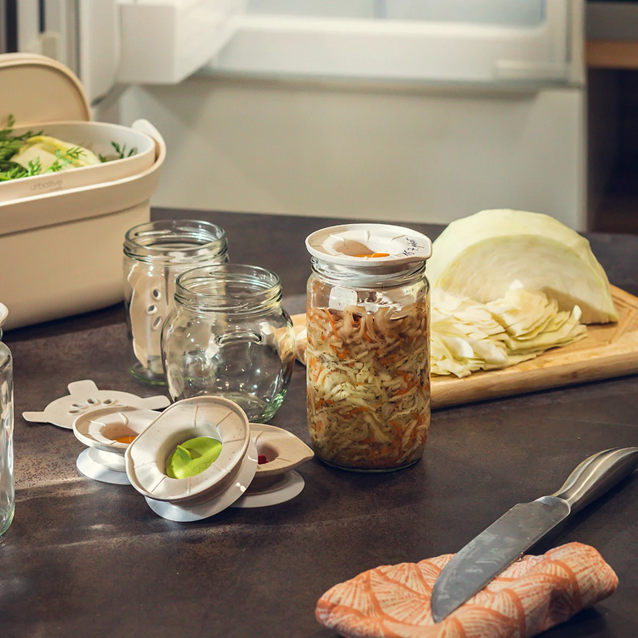 Lékué Set 2 Boîtes Préparation Aliments Fermentés, Verre, 700 Milli