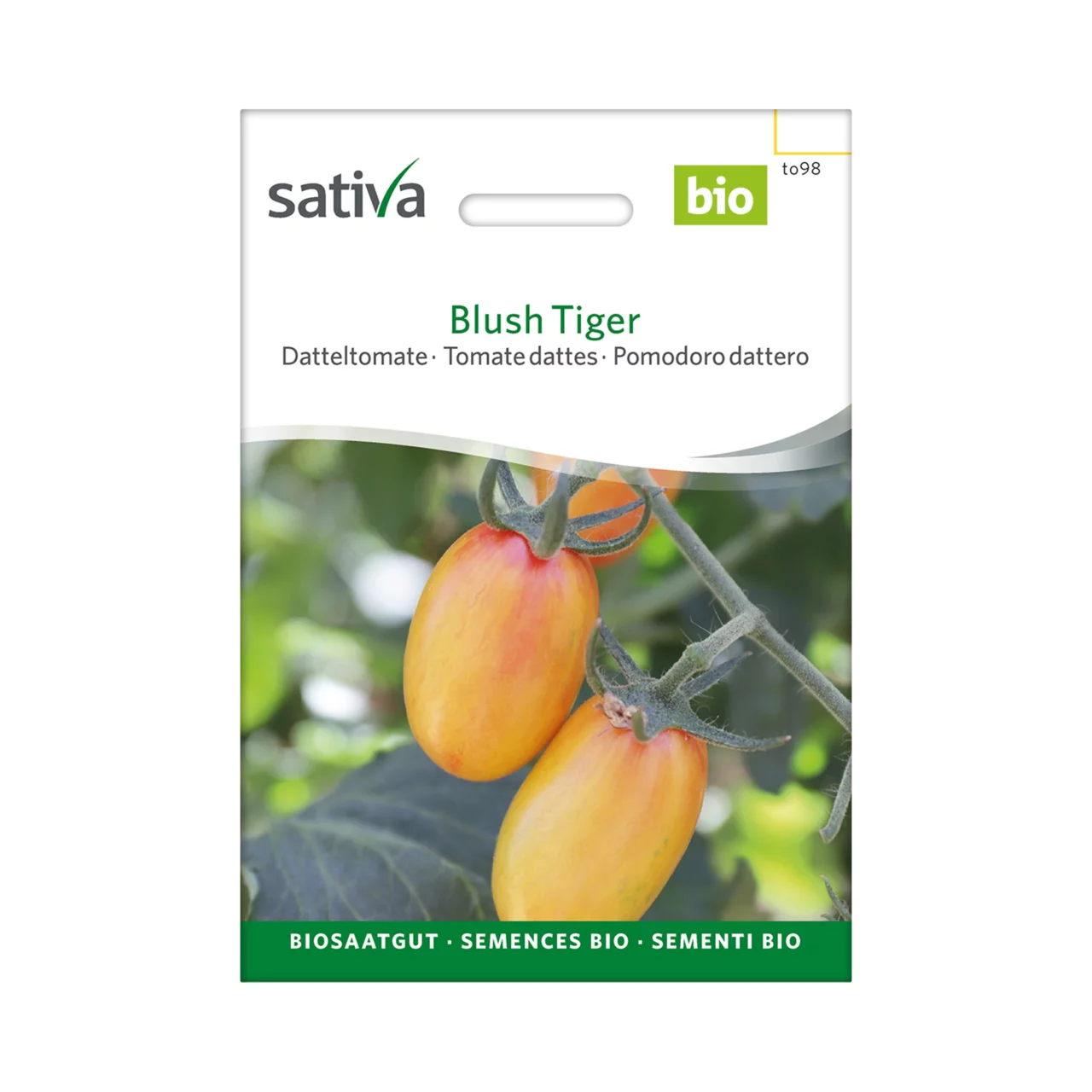 Produktbild zu «Biosamen Datteltomate Blush Tiger» | © Sativa Rheinau AG