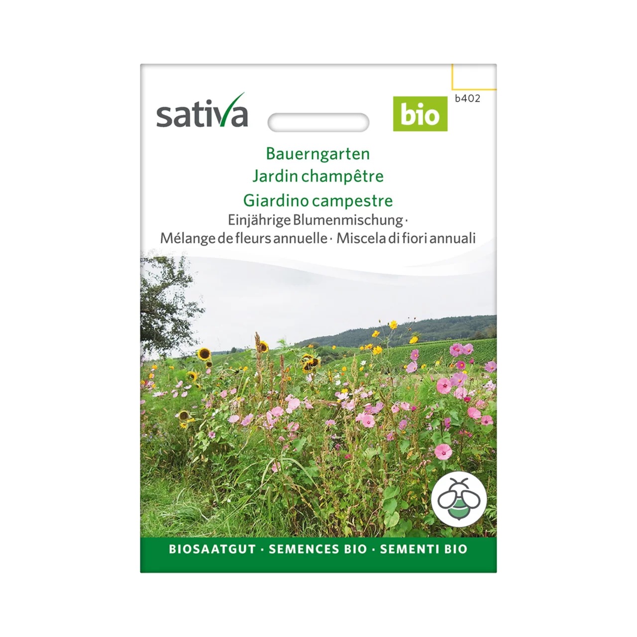 Produktbild zu «Biosamen Blumenmischung Bauerngarten» | © Sativa Rheinau AG