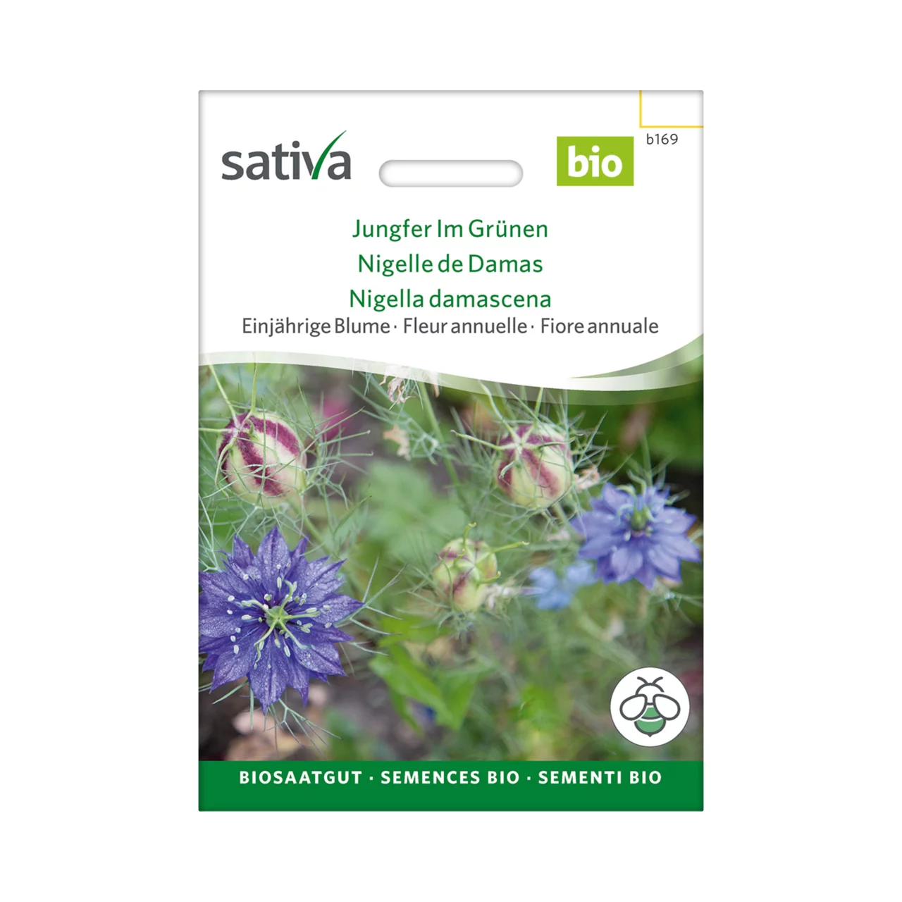 Produktbild zu «Biosamen Blume Jungfer Im Grünen» | © Sativa Rheinau AG