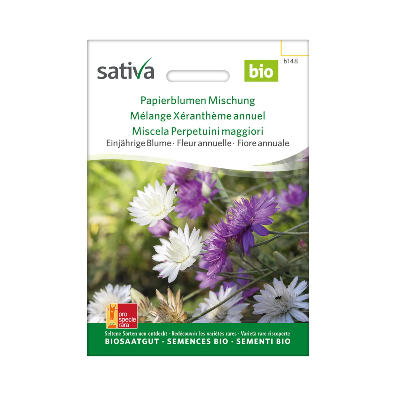 Produktbild zu «Biosamen Papierblumen-Mischung» | © Sativa Rheinau AG
