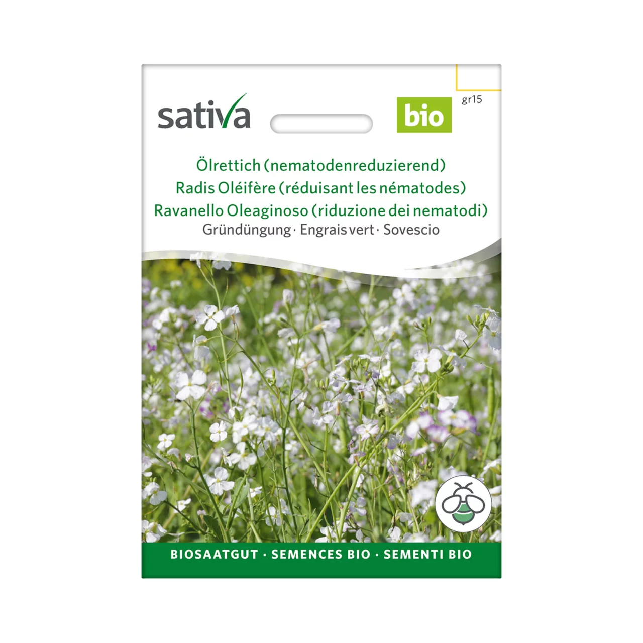 Produktbild zu «Biosamen Gründüngung Ölrettich (Nematodenreduzierend)» | © Sativa Rheinau AG