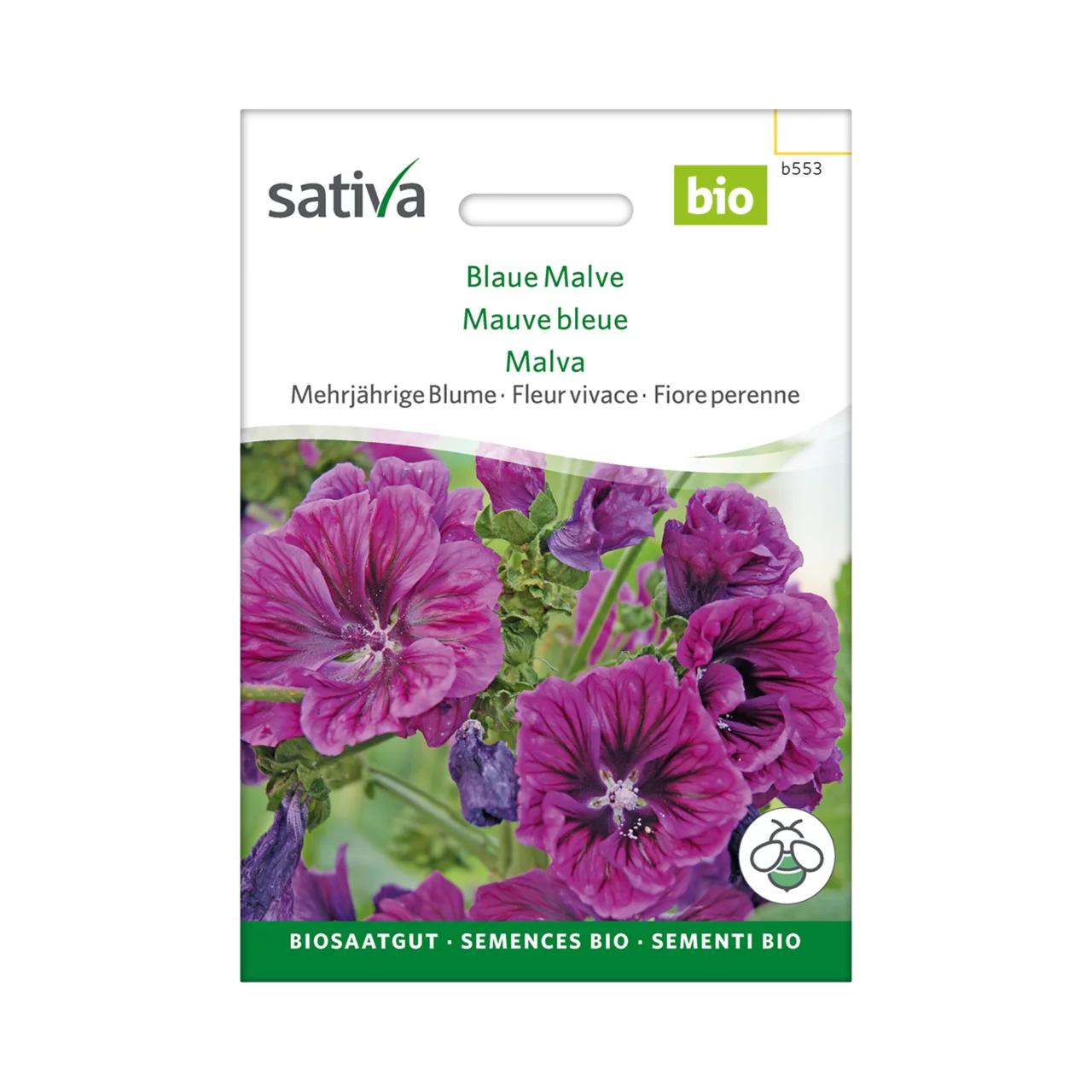 Produktbild zu «Biosamen Blume Blaue Malve» | © Sativa Rheinau AG