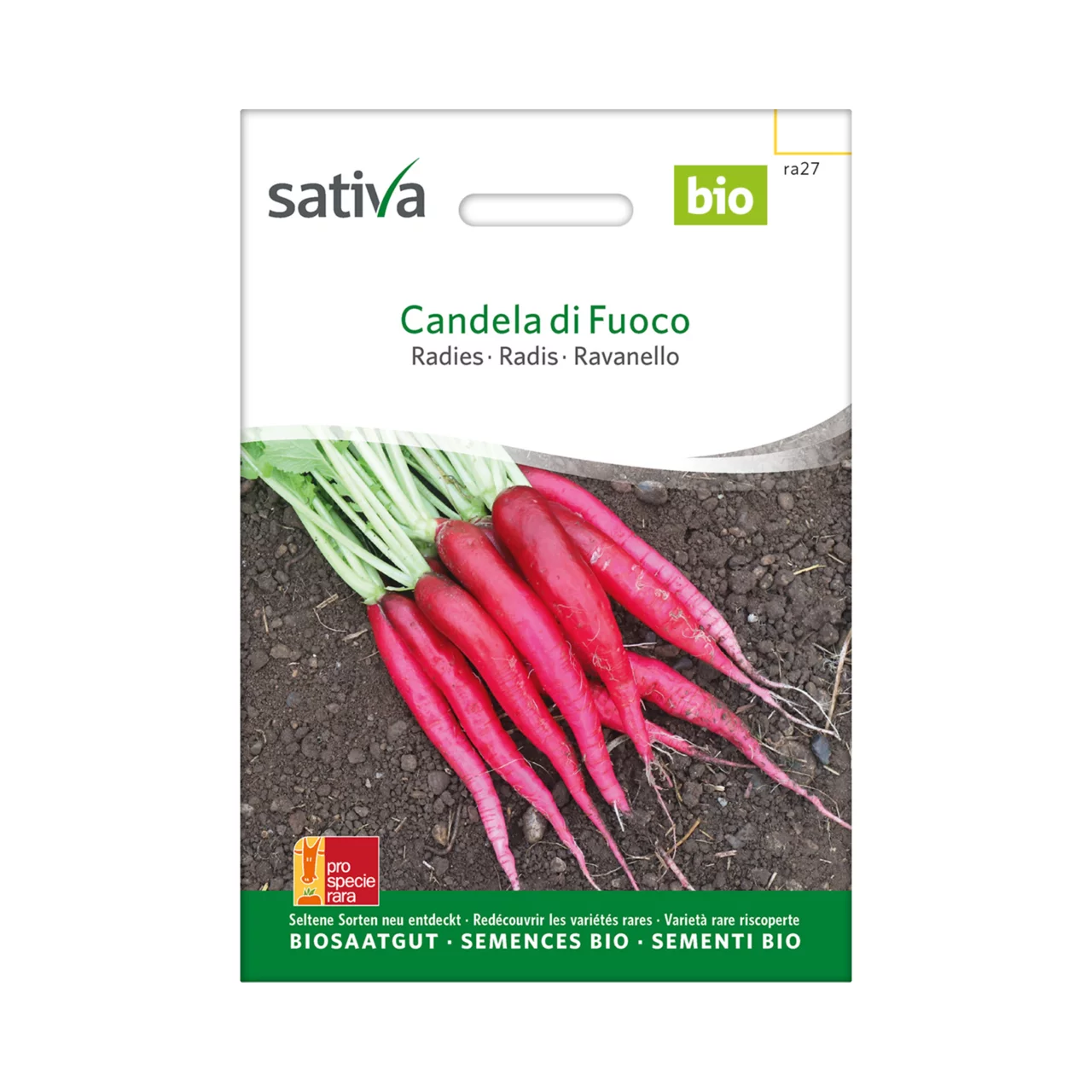 Produktbild zu «Biosamen Radies Candela di Fuoco» | © Sativa Biosaatgut GmbH