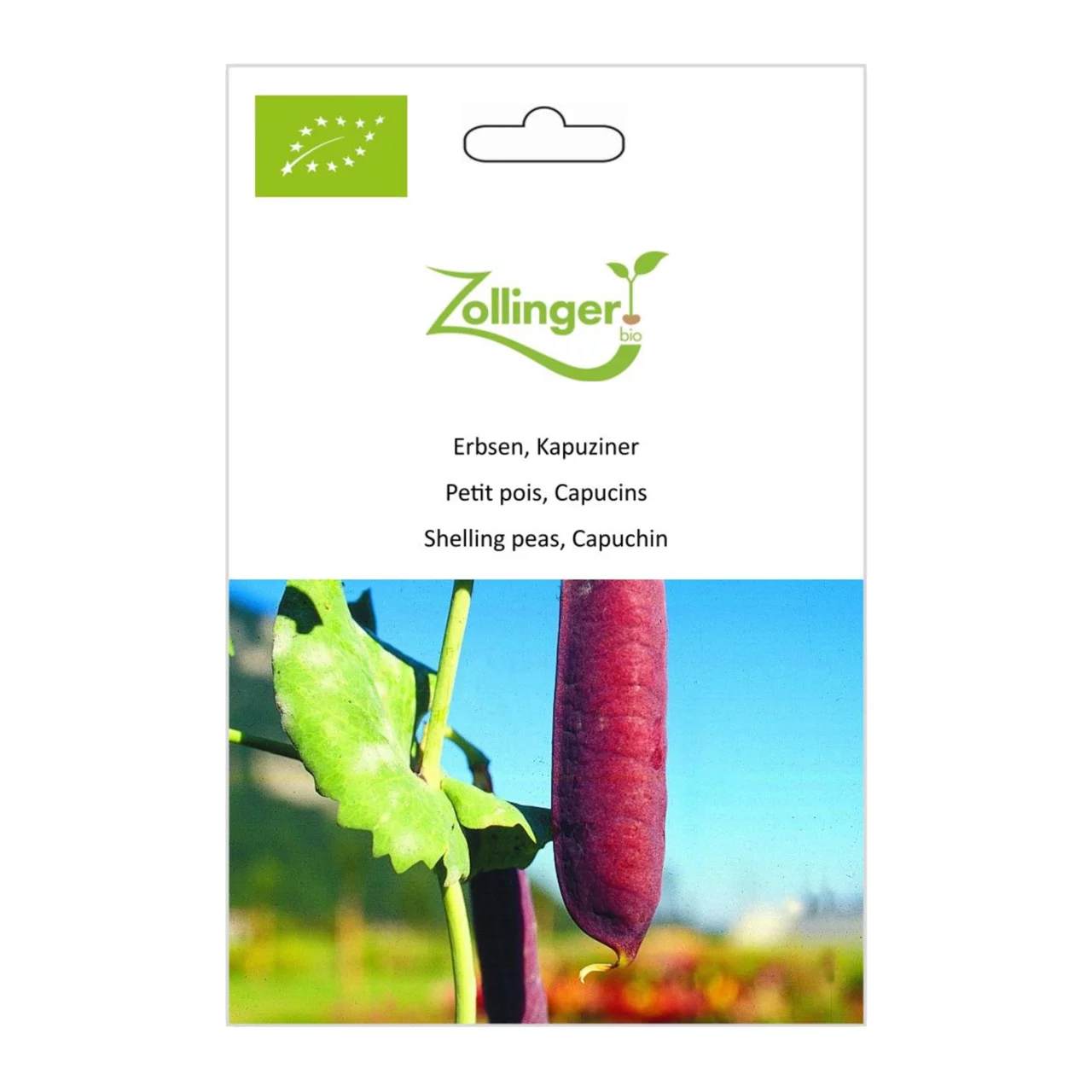 Produktbild zu «Biosamen Erbsen, Kapuziner» | © Zollinger Bio Sàrl