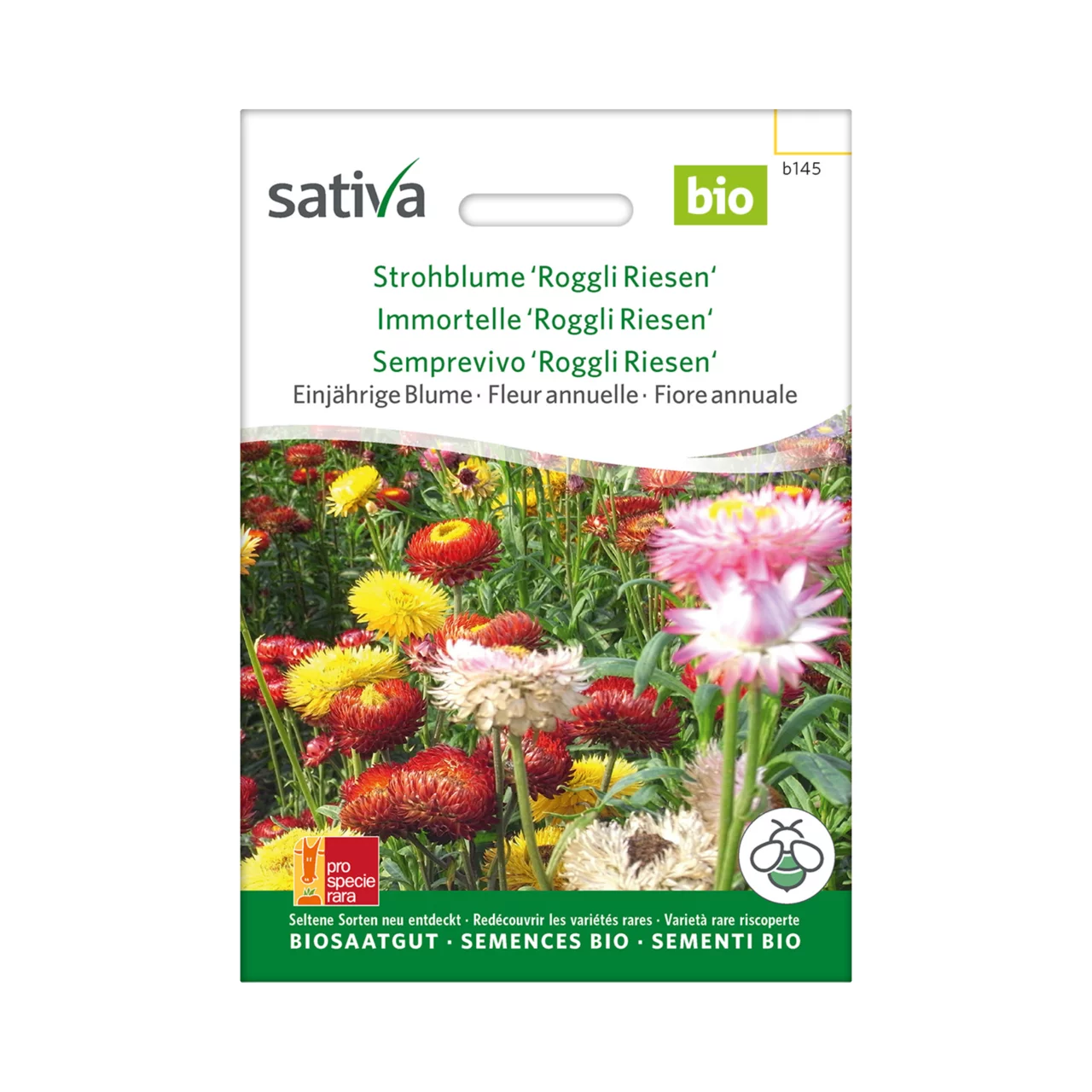 Produktbild zu «Biosamen Strohblume Roggli Riesen» | © Sativa Rheinau AG