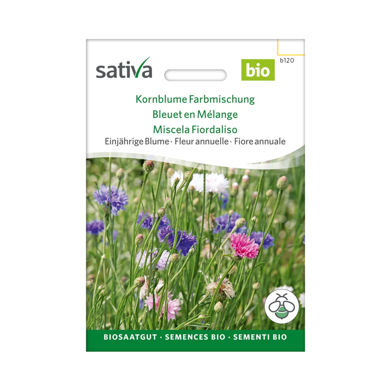 Produktbild zu «Biosamen Kornblume Farbmischung» | © Sativa Rheinau AG