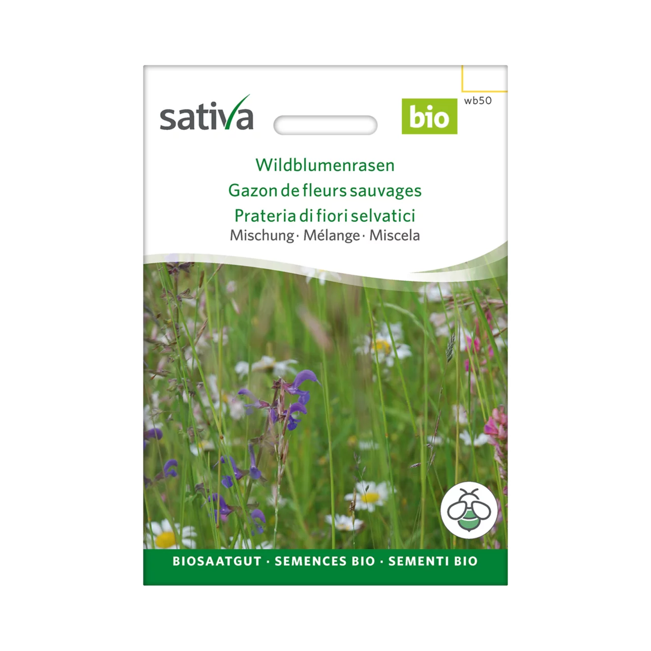 Produktbild zu «Biosamen Wildblumenrasen-Mischung» | © Sativa Rheinau AG