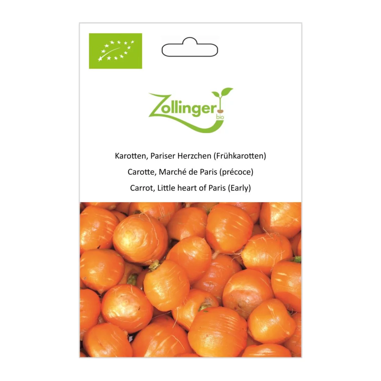 Produktbild zu «Biosamen Karotte, Pariser Herzchen (Frühkarotten)» | © Zollinger Bio Sàrl